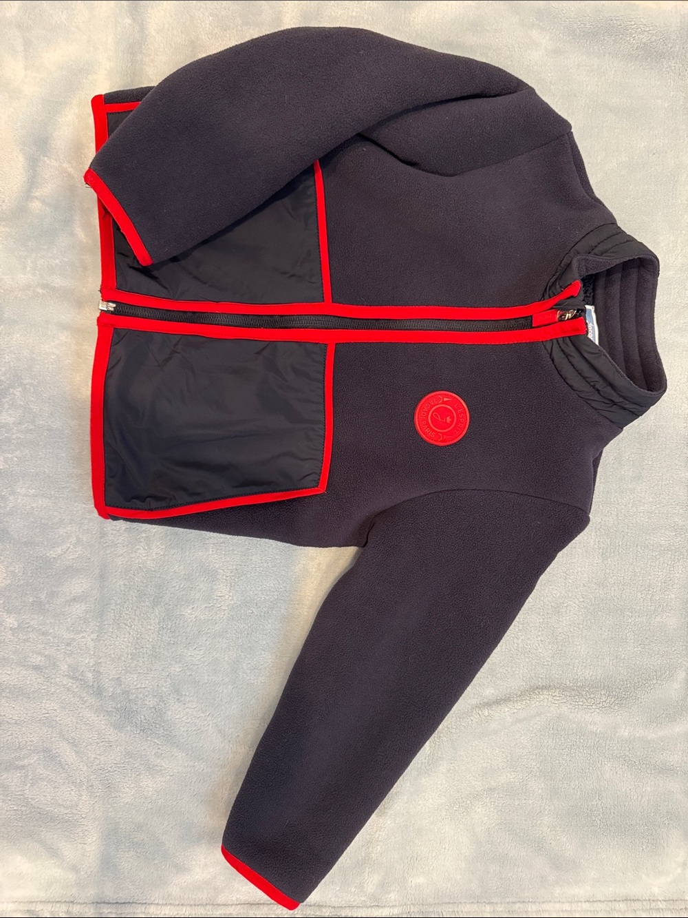 Jacadi Navy Blue and Red Kids Fleece Jacket 4t worn once